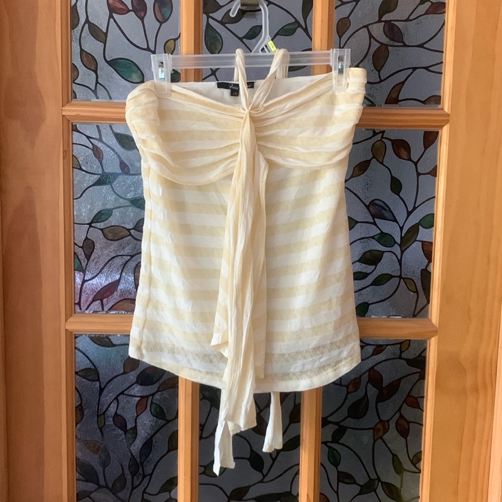 Foxy Jeans dressy striped halter or tube top, size L